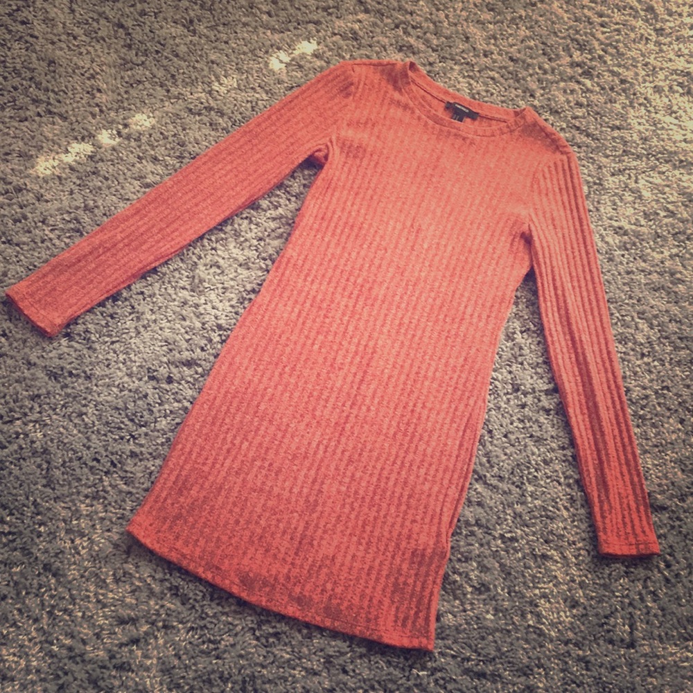 Red Long Sleeve Knitted Dress